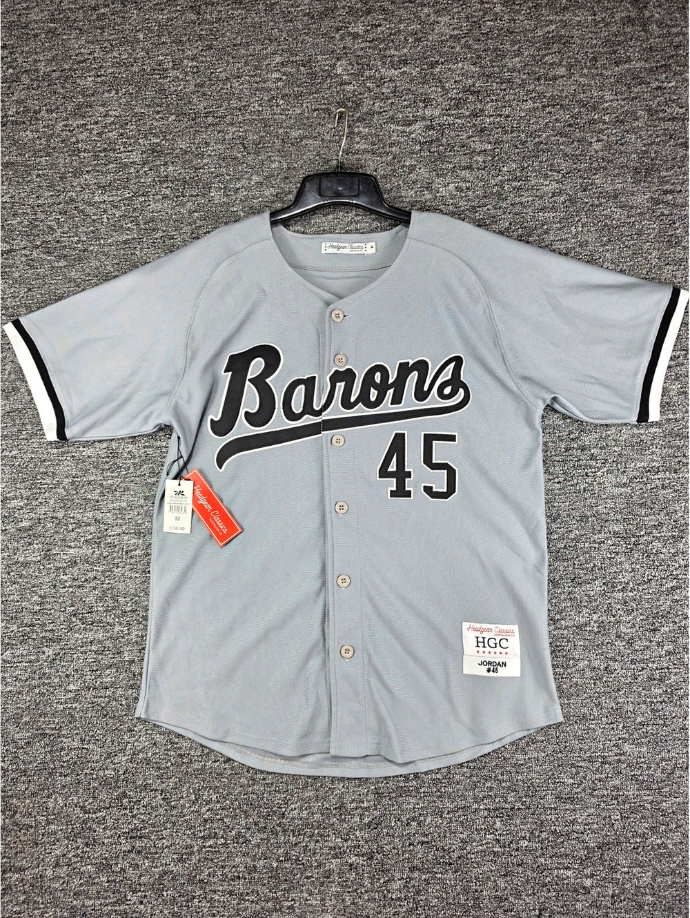 Headgear Classics Birmingham Barons Michael Jordan #45 Baseball Jersey Gray M
